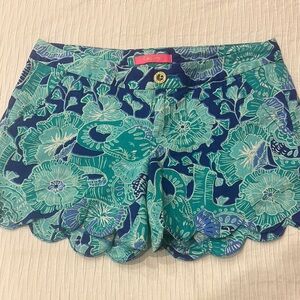 Lilly Pulitzer High Waist Green and Blue Floral Shorts
